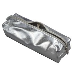 Pencil case-cosmetic bag BRAUBERG under faux leather, Vintage, silver, 20х6х4 cm