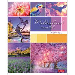 HATBER / Notebook А5, 96 sheets, staple, cage, cardboard cover, "Colorful world" / 12 pcs.