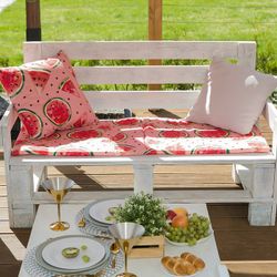 Этель / Pillow for 2-seater bench "Watermelons", 45 × 120 cm, rep with VMGO impregnation, 100% cotton