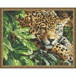 ВанГогВоМне / VanGogVoMne / Diamond mosaic "Leopard in the thicket" 40x50 cm
