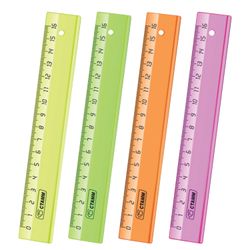 Ruler, plastic, 16 cm, STAMM "Crystal Neon", transparent, neon, assorted