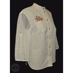 Елецкие кружева / Yelets lace / Women's linen shirt with embroidery
