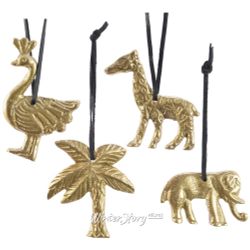 Kaemingk / Conjunto de decorações para árvores de Natal Gold Africa 8 cm, 4 peças, pingente