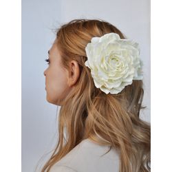 Milotto / Broche de horquilla "Rosa" marfil