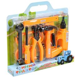 Играем вместе / Jugando juntos / Juego de herramientas de tractor azul