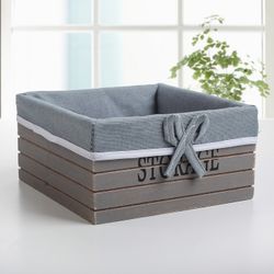 Доляна / Dolana / Storage basket, 23 × 23 × 11 cm, wood, large, gray