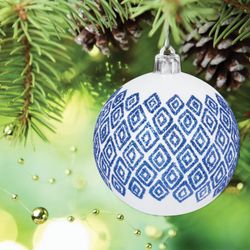 ЗОЛОТАЯ СКАЗКА / Christmas balls with a pattern "GZHEL" SET 4 pcs., Plastic, 6 cm
