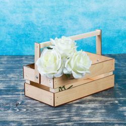 Дарим Красиво / Macetero de madera 24,5 × 13,5 × 9 cm "Double Light", dos listones, natural