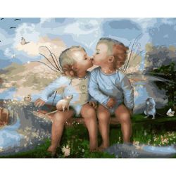 Опт-картина / Cuadro por números 40x50 Ángeles enamorados