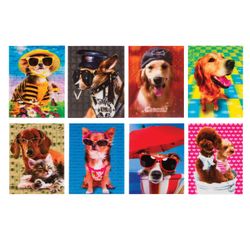 BRAUBERG / Non-ruled notebook "Dogs" SMALL FORMAT 40 sheets A7, 64x82 mm, gluing, plastic 3D cover, assorted