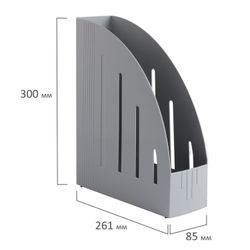 Tray vertical paper BRAUBERG Energy (261х85х300 mm), ergonomic shape, grey