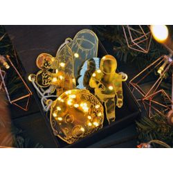 Ленивые Бобры / Lazy Beavers / Set of mirrored Christmas tree decorations "Space inside" in a gift box
