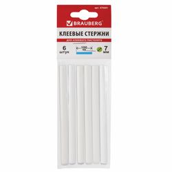 Glue sticks, diameter 7 mm, length 100 mm, transparent, set of 6 pcs., BRAUBERG, euro hanger