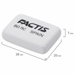 Ластик FACTIS 80 RC (Испания), 28х20х7 мм, белый, прямоугольный, синтетический каучук