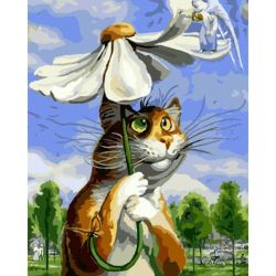 Опт-картина / Painting by numbers 40x50 Cat in chamomile