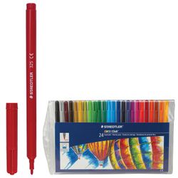 The markers are STAEDTLER (Germany) "Noris Club", 24 colors, washable, plastic packaging, Euro slot