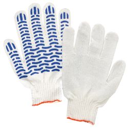 ЛАЙМА / Cotton gloves STANDARD, SET 5 PAIRS, 7,5 class, 46-48 g, 166 tex, PVC wave, WHITE