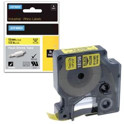 DYMO Rhino Label Printer Cartridge 12mm x 1.5m Heat Shrink Tubing Black Font Yellow Tube