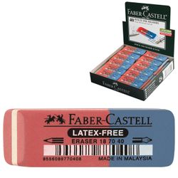 Ластик FABER-CASTELL "Latex-Free", 50x18x8 мм, красно-синий, прямоугольный, скошенные края, синтетический каучук