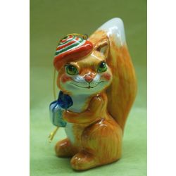 Ярославская майолика / Christmas toy "Squirrel with a gift"