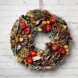Kaemingk / Couronne ECO enneigée 33 cm avec cônes et baies