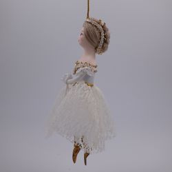 Потешный промысел / Christmas tree toy made of porcelain "Ballerina Giselle"
