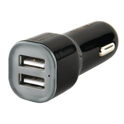 RED LINE / Car charger AC-1A, cable for IPhone (iPad) 1m, 2 USB ports, output current 1A, black