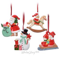 Kaemingk / Set di addobbi per l'albero di Natale Vintage Christmas 7 cm, 4 pezzi, ciondolo