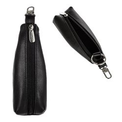 The case for keys FABULA "Estet", genuine leather, zipper, 55x130x25 mm, black