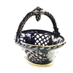 Гжельский Фарфоровый завод / Candy bowl Berry cobalt paint gold