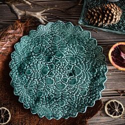 Антикварня / Antique / Large plate "Emerald Forest 2"