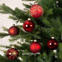 Kaemingk / Set di palline di vetro Montclair: Candy Apple 8 cm, 6 pezzi