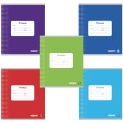 ПИФАГОР / Notebook 12 sh., Cage, offset No. 2 ECONOMY, cover thick coated paper, ONE-TONE / 20 pcs.