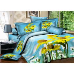 Satin bed linen 3D Yellow daisies