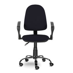 Armchair "Mango Lux", S-109, with armrests, chrome, black