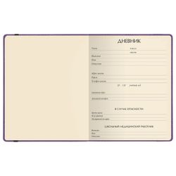 Альт / Diary grade 1-11, leatherette (light), embossing, elastic band, lace, 48 sheets, MEGAPOLIS Violet. / 10 pieces.