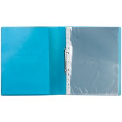 Folder for portfolio student, 2 rings, 20 files, plastic, translucent, blue, BRAUBERG