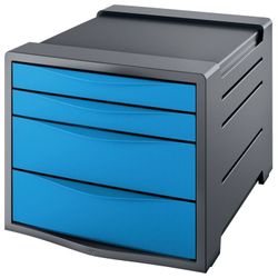 ESSELTE / डेस्कटॉप "VIVIDA" के लिए 4 बंद ट्रे का ब्लॉक, 285х245х365 मिमी, नीला
