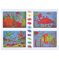 Coloring by numbers A4, ONLANDIA "IN the OCEAN", WITH WAX CRAYONS, 4 pics