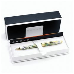Ballpoint pen gift CROSS Botanica "Green Lily", lacquer, brass, gold plated, black