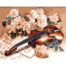 Опт-картина / Pintura por números 40x50 Flores y violín