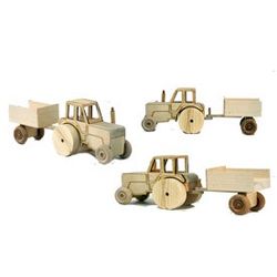 Tractor with trailer - wooden educational toy for children