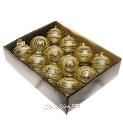 Kaemingk / Um conjunto de bolas de plástico Blizzard ouro 8 cm, 12 unidades