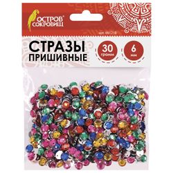 Rhinestones for creativity "Round", color assorted, 6 mm, 30 grams, TREASURE ISLAND