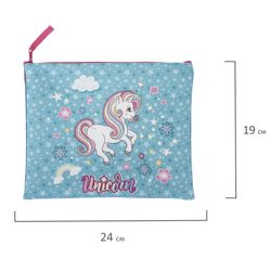 Chemise carnet BRAUBERG, A5, 1 compartiment, tissu, top zip, "Licorne"