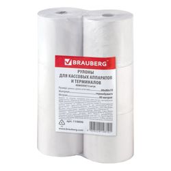 Receipt tape thermal PAPER 80 mm (diameter 80 mm, length 80 m, the sleeve 18 mm) SET of 6 PCs, BRAUBERG