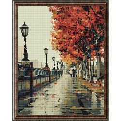 Опт-картина / Khảm kim cương 40x50, kim cương tròn Kè mùa thu