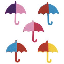 Filzaufkleber "Regenschirme", 10 Stk., Sortiert, INSEL DER SCHÄTZE