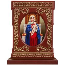 Vernissage of History / Icon-khachkar "Holy Virgin Mary and Child" in a carved frame, 23.5 x 18.5