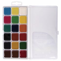 Watercolor BRAUBERG "ACADEMY" 18 flowers, honey, square cuvettes, plastic pencil case